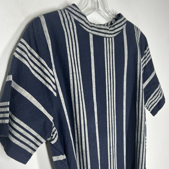 Ace & Jig Sz M Margaret Belted A-Line Midi Dress In Selvedge Blue Stripes - Picture 7 of 11